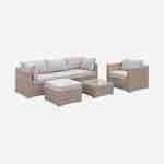Muebles de jardín de resina trenzada redonda - VINCI - Cojines beige naturales - 5 asientos, ajustable, ultra cómodo, de alta gama Photo3