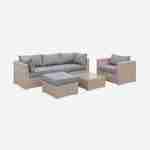 Ready assembled 5-seater deluxe polyrattan modular garden sofa set with armchair, footrest, table,  Natural rattan & Aluminium, VINCI  Photo3