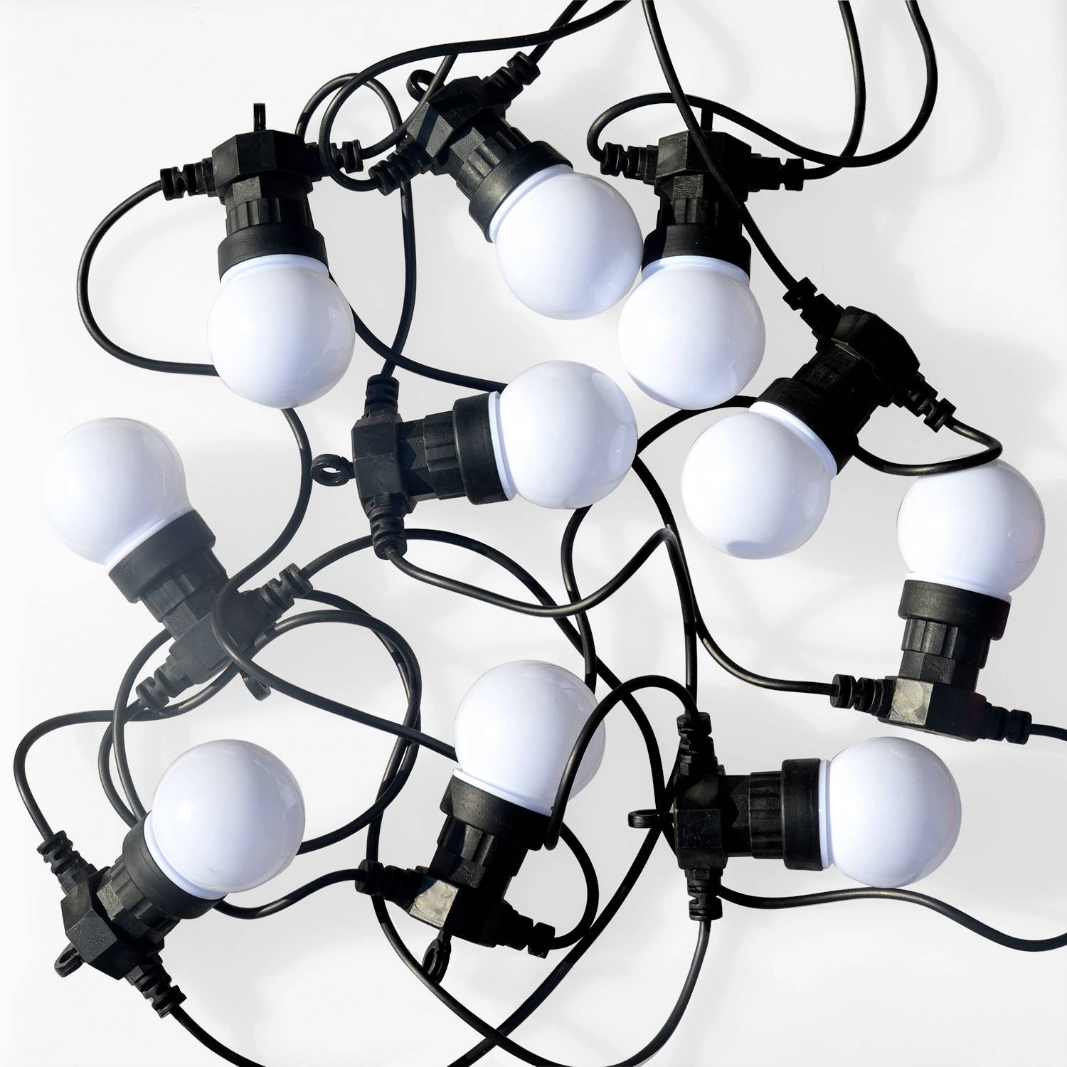 HERACLES - Cadena de luces de taberna para exteriores con 10 bombillas, 50 LED multicolores, funciona con pilas, función de temporizador, 8 modos, 4,5 m de largo,sweeek,Photo2