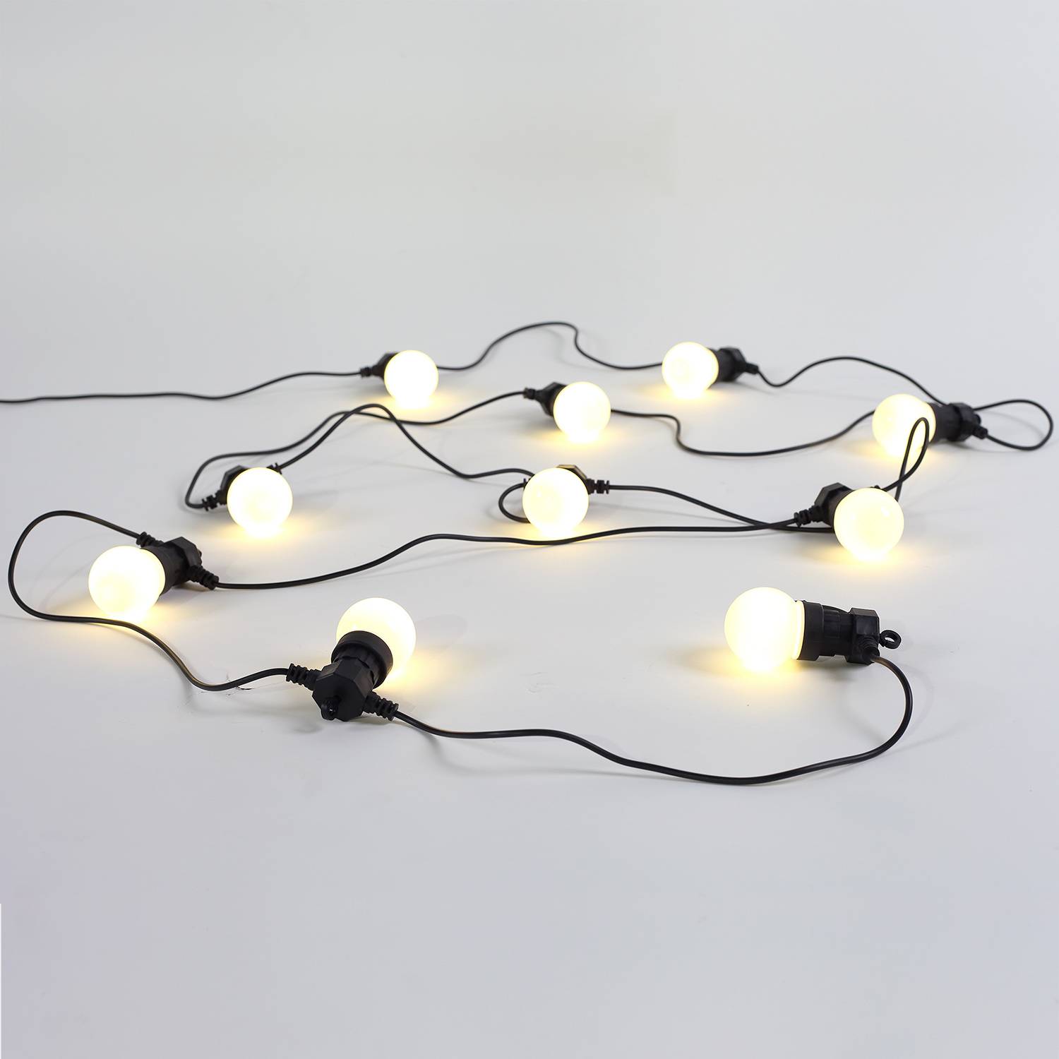 HERACLES - Luz de festa para exterior com 10 lâmpadas brancas, 50 LEDs, pilhas (não incluídas), função de temporizador, 8 modos, 4,5 m de comprimento Photo3