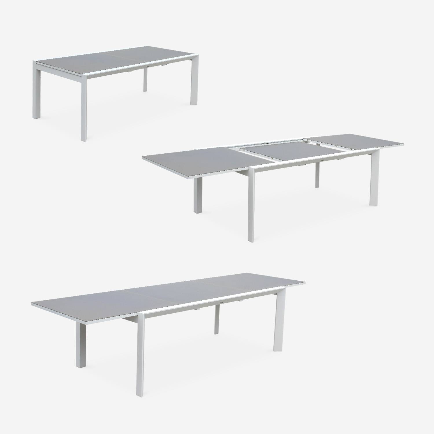 Ausziehbarer Tisch Gartengarnitur - Washington Taupe - Aluminiumtisch 200/300 cm, Milchglasplatte, ausziehbar 8 Sitze aus Textilene,sweeek,Photo5