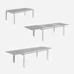 Salon de jardin table extensible - Washington Taupe - Table en aluminium 200/300cm, plateau en verre dépoli, rallonge et 8 fauteuils en textilène Photo5