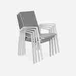 Conjunto de jardín con mesa extensible - Mesa de aluminio de 200/300 cm con tapa de cristal esmerilado, extensión y 8 sillas textileno Photo7