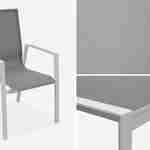 Salon de jardin table extensible - Washington Taupe - Table en aluminium 200/300cm, plateau en verre dépoli, rallonge et 8 fauteuils en textilène Photo6