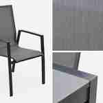 Washington set, 1 tafel met een verlengstuk,  8 fauteuils uit aluminium en textileen Photo7