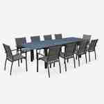 8-seater garden dining set, extendable 200-300cm aluminium table and 8 armchairs - Philadelphia - Anthracite textilene Photo4