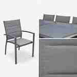 8-seater garden dining set, extendable 200-300cm aluminium table and 8 armchairs - Philadelphia - Anthracite textilene Photo6