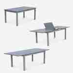 Ausziehbarer Tisch Gartengarnitur - Chicago Grau - Aluminiumtisch 175/245 cm mit Verlängerung und 2 Sessel miy Armlehnen und 6 Stühle ohne Armlehnen aus Textilene Photo7