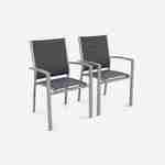 2er Set stapelbare Sessel/Odenton - Aus grauem Aluminium und dunkelgrauem Textilene. Photo3
