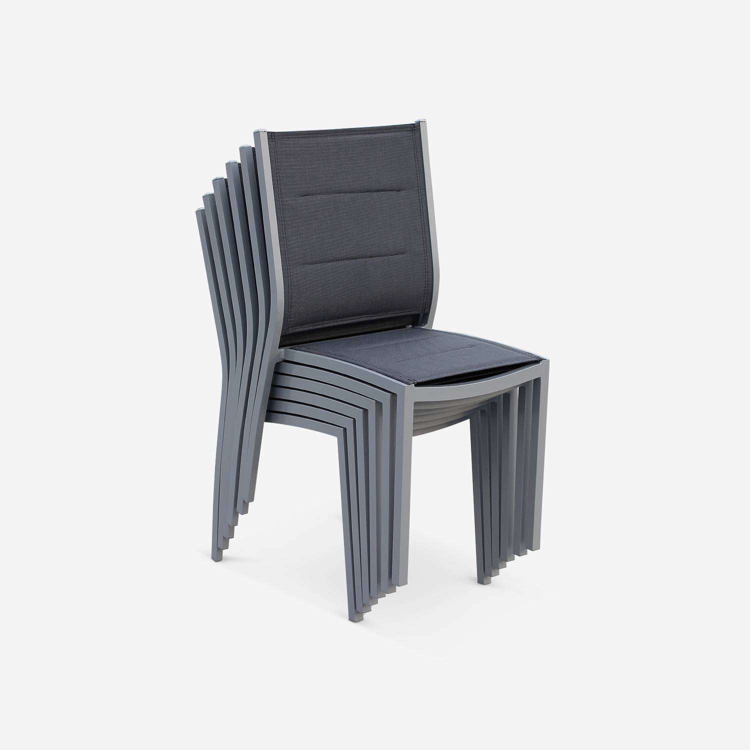 Lot de 2 chaises - Chicago / Odenton - Aluminium et textilène gris Photo4