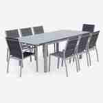 Set of 2 stackable chairs - Chicago - Grey aluminium and Charcoal Gray textilene Photo6