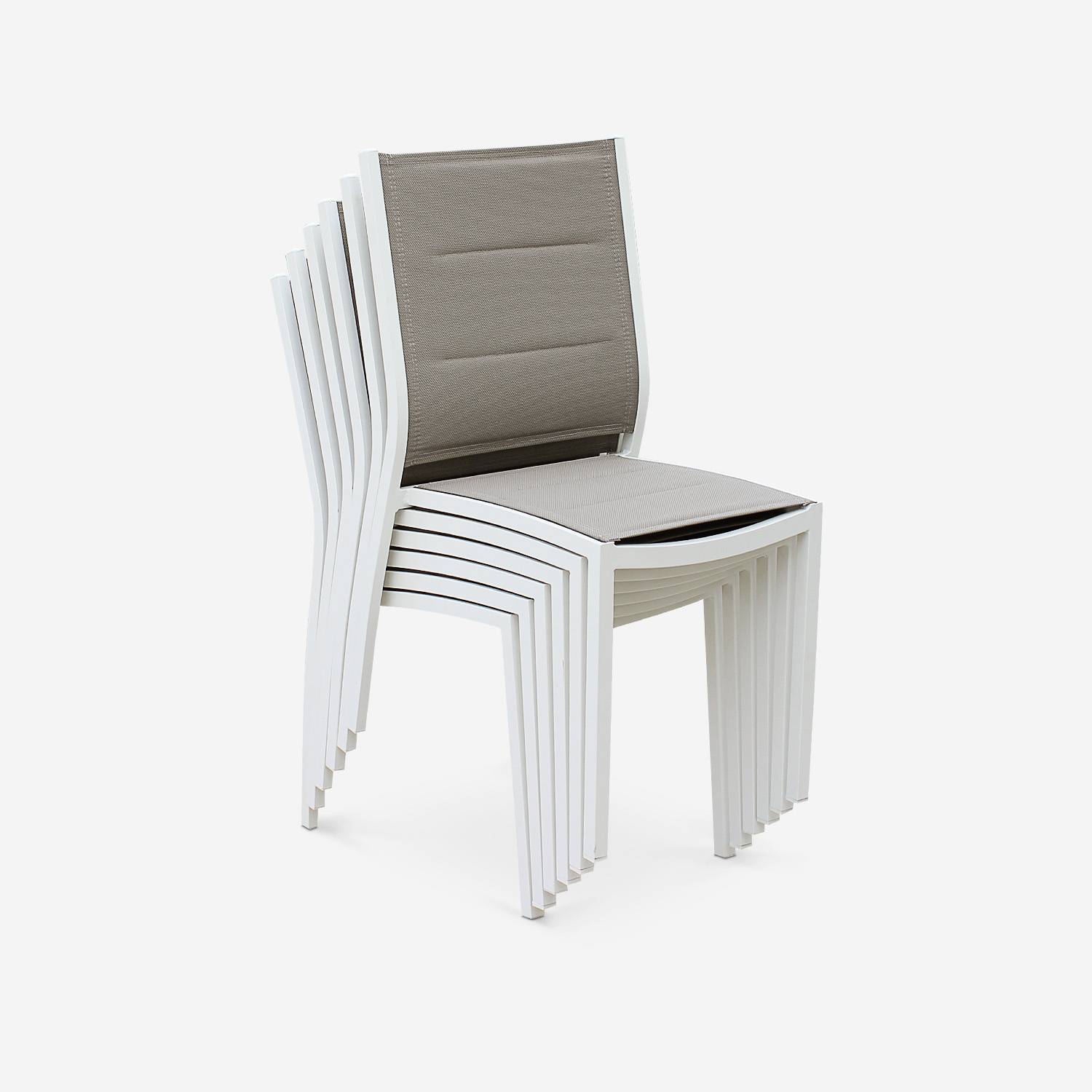 Set of 2 stackable chairs - Chicago - White aluminium and Beige-Brown textilene Photo4