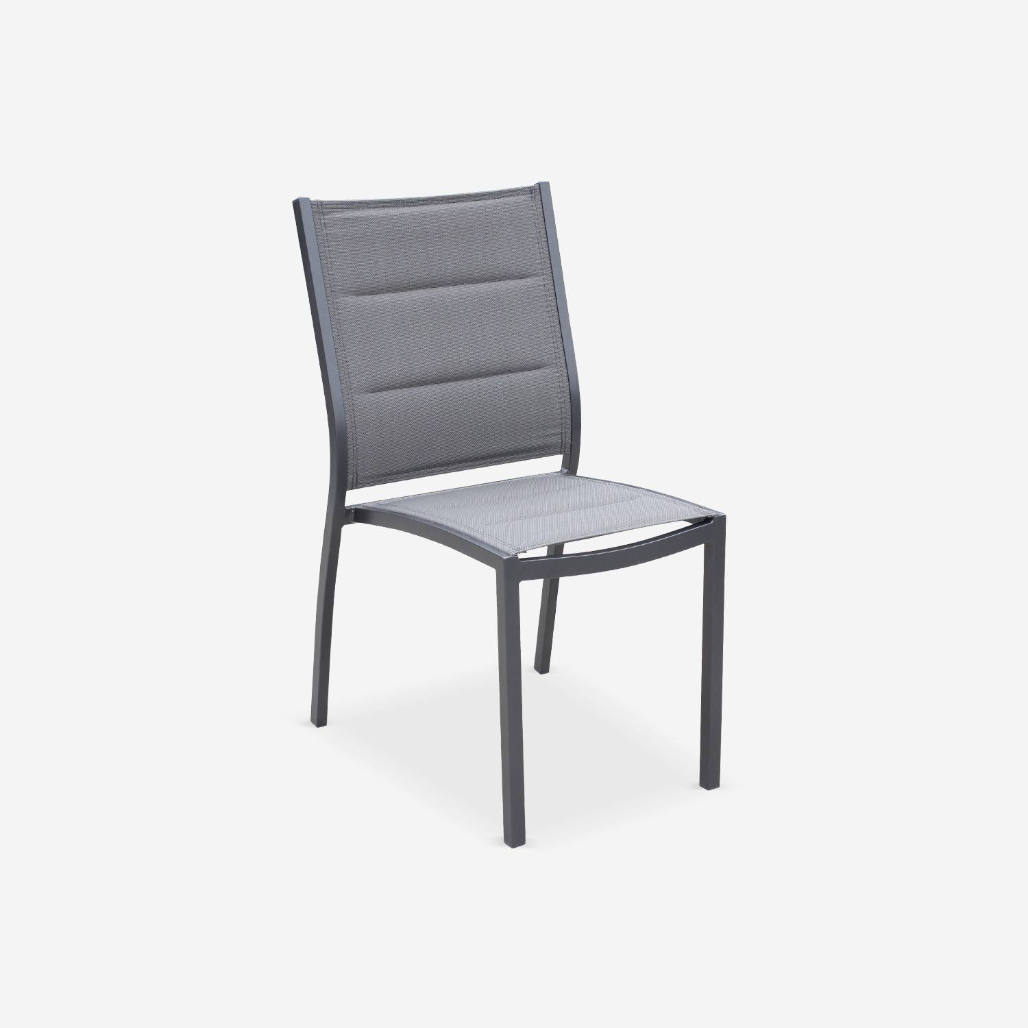 Conjunto de 2 cadeiras - Chicago / Odenton Anthracite - Em alumínio antracite e textilene cinzento taupe, empilháveis,sweeek,Photo4